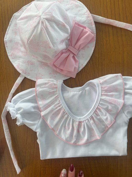 Toile de Jouy pink t-shirt - PRE ORDER