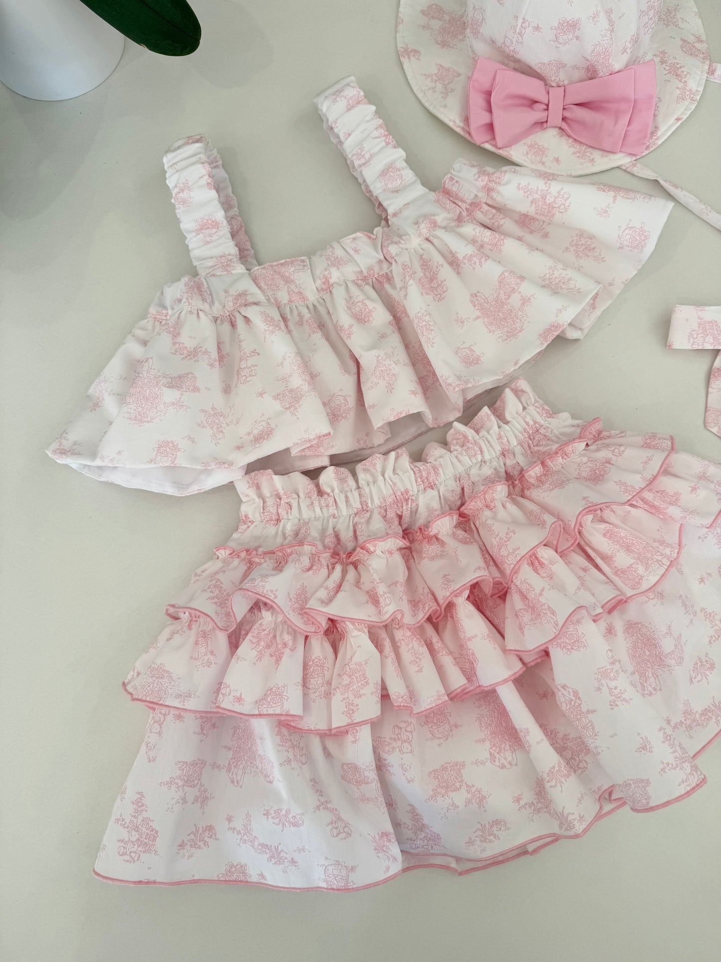 Crop top toile de jouy pink - PRE ORDER