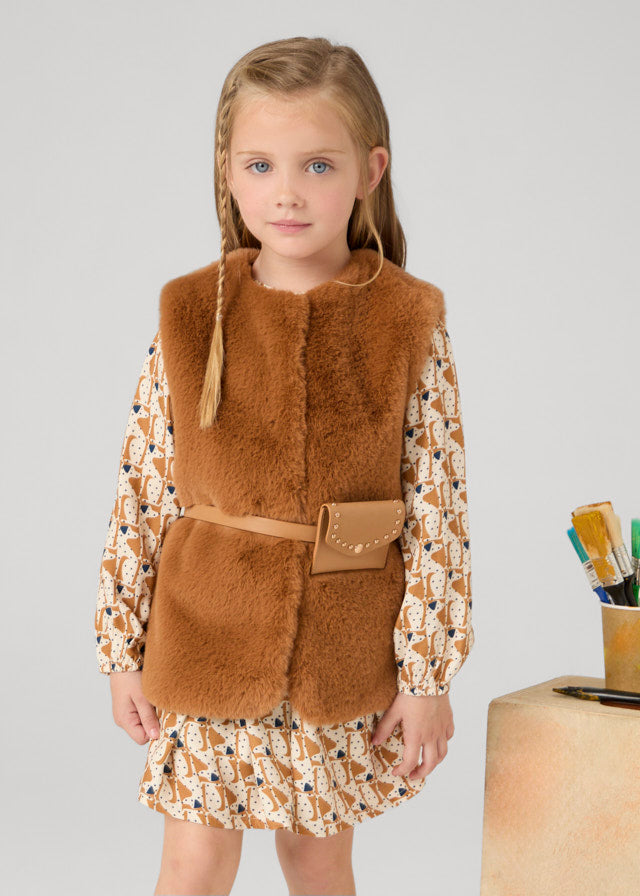 Caramel Fur vest with belt
