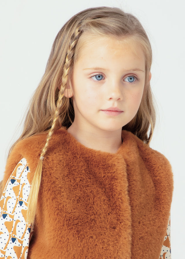 Caramel Fur vest with belt
