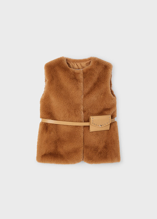 Caramel Fur vest with belt