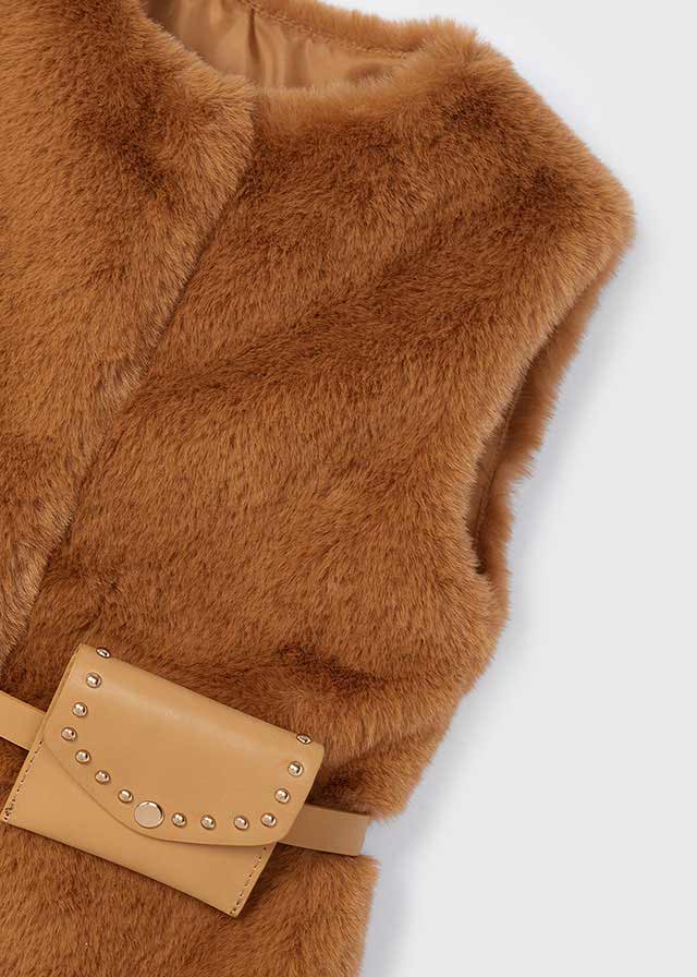 Caramel Fur vest with belt
