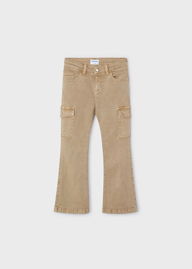 Brown Flared cargo pants