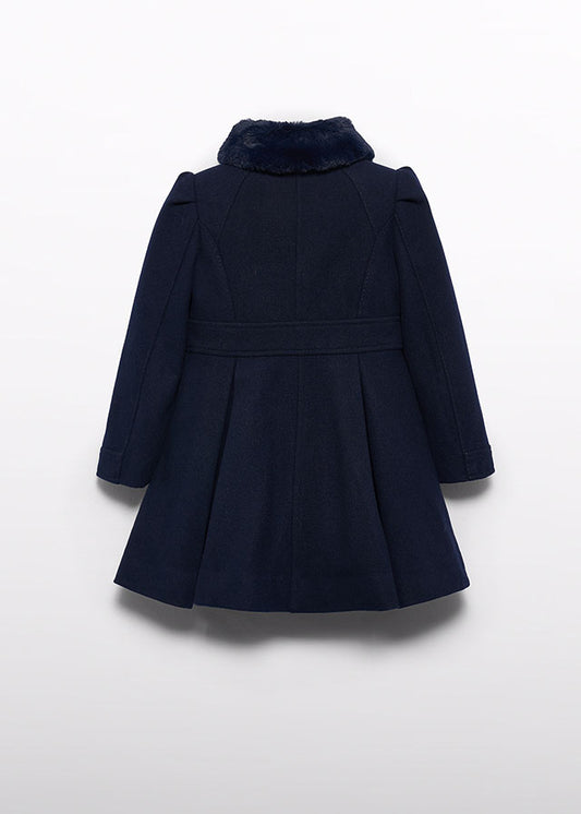 Navy Cloth coat with fur collar