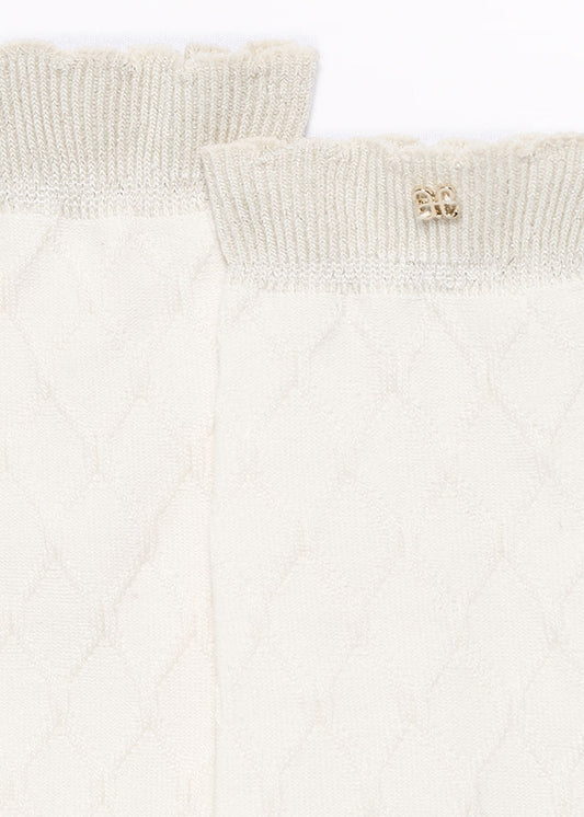 cream and black Jacquard socks