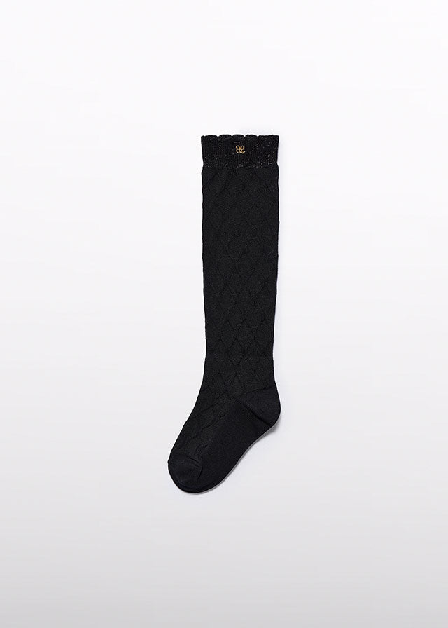 cream and black Jacquard socks