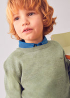 Pistachio Basic cotton jumper w/round