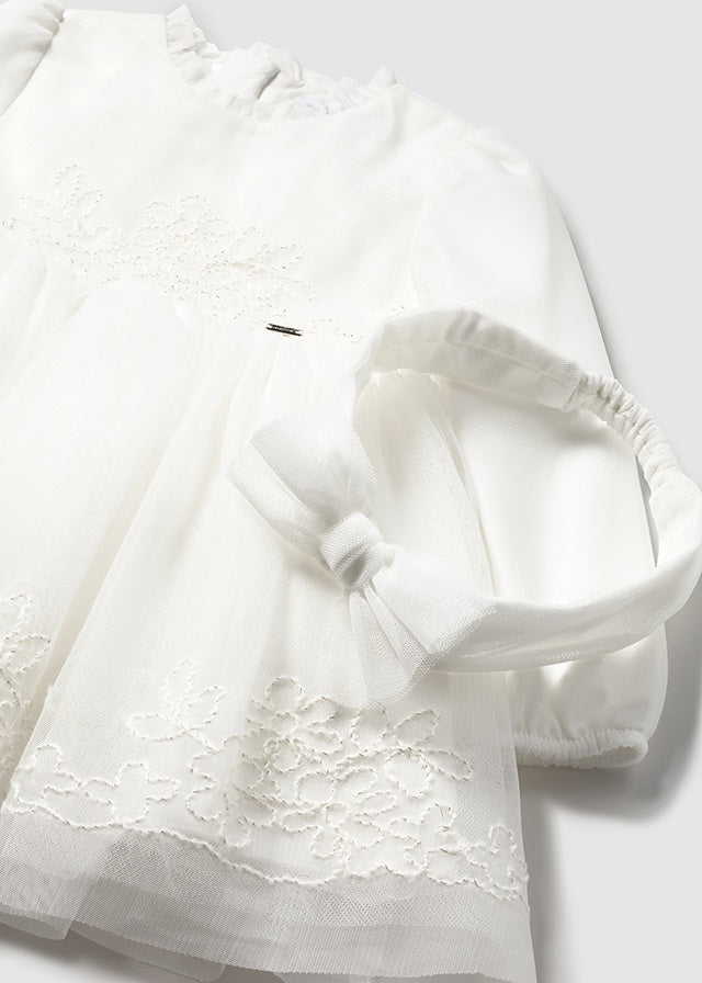 Natural Tulle embroided ceremony dress