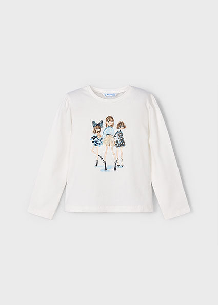 Cream navy L/s shirt dress