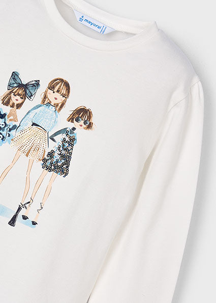 Cream navy L/s shirt dress