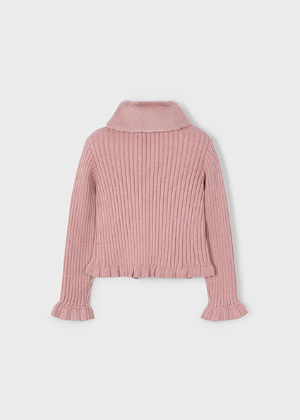 Make up Faux fur collar cardigan