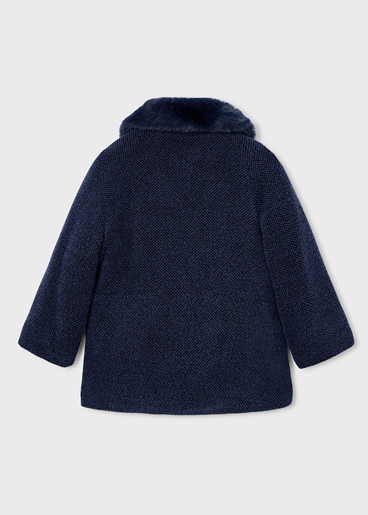 Navy Knitted fur coat