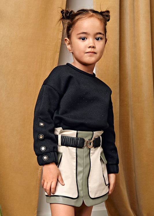 Beige maza Combined twill skirt