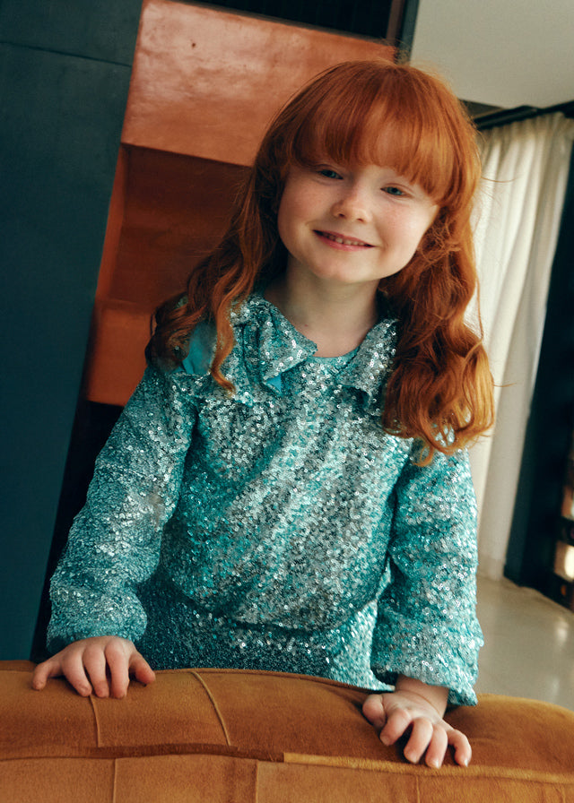 Aqua Sequin skirt set