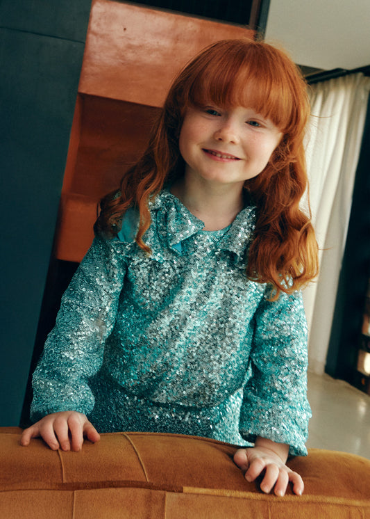 Aqua Sequin skirt set