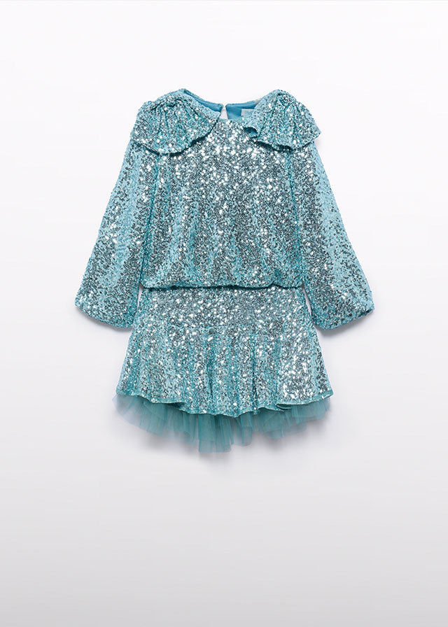 Aqua Sequin skirt set