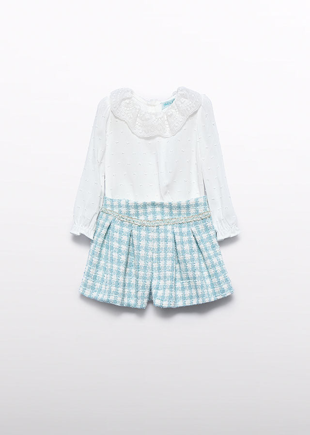 Aqua Lurex plaid bermuda