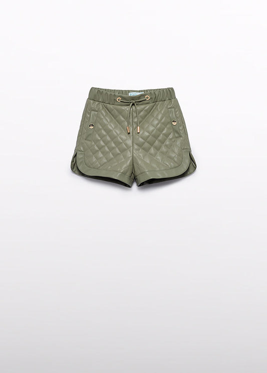 Bayleaf Cushioned faux leather bermuda