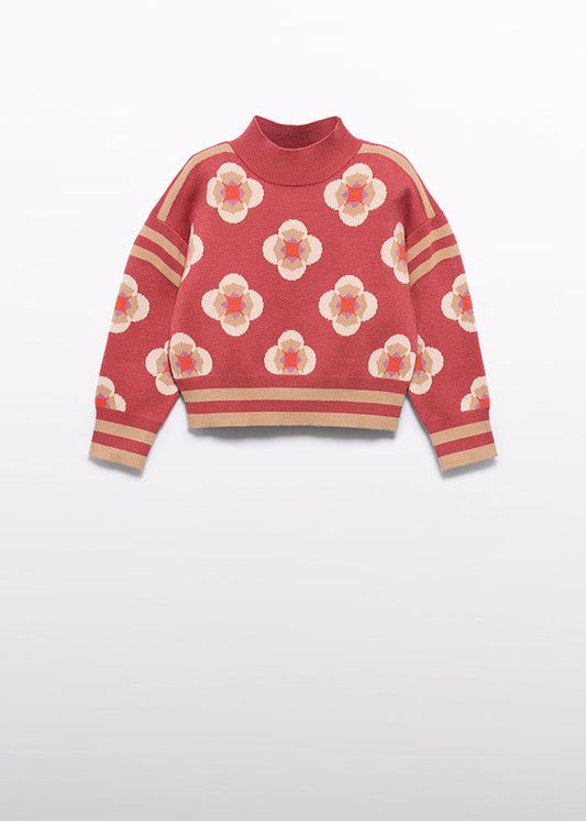 Paprika Geometric jacquard jersey