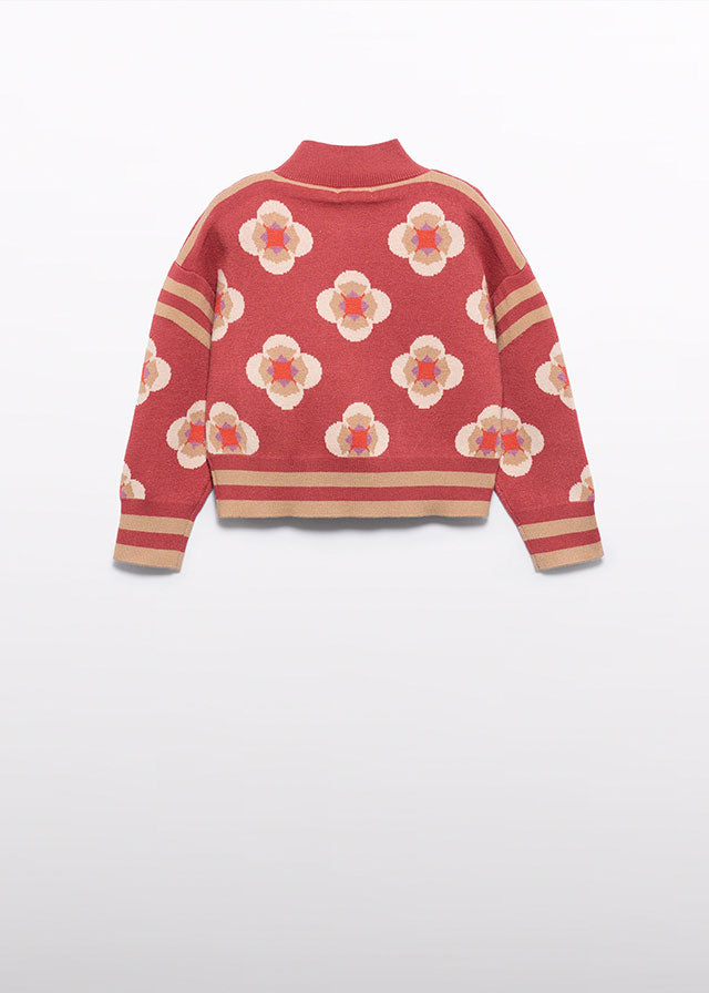 Paprika Geometric jacquard jersey
