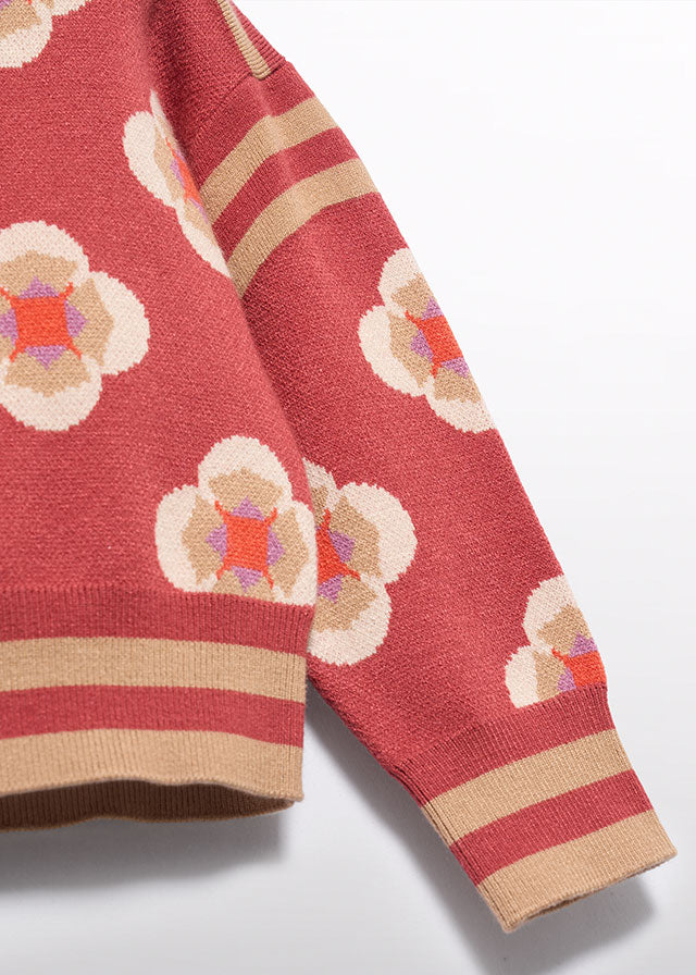 Paprika Geometric jacquard jersey