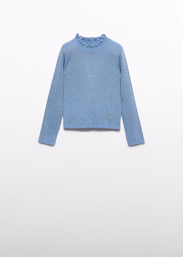 Sky blue knitting turtleneck