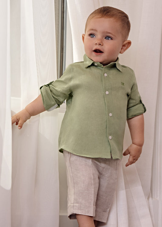 Green linen shirt & bermuda set