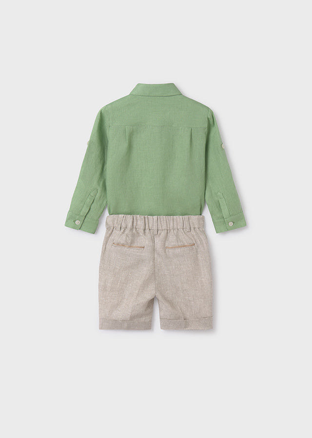 Green linen shirt & bermuda set