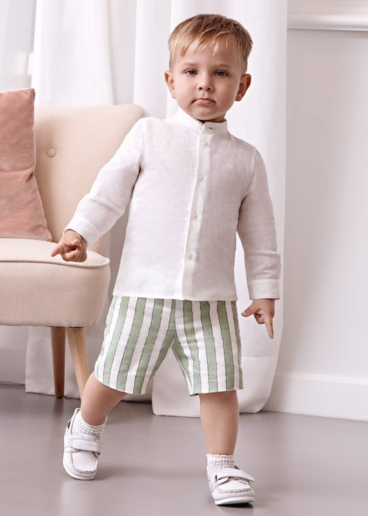Green stripe shirt & bermuda set