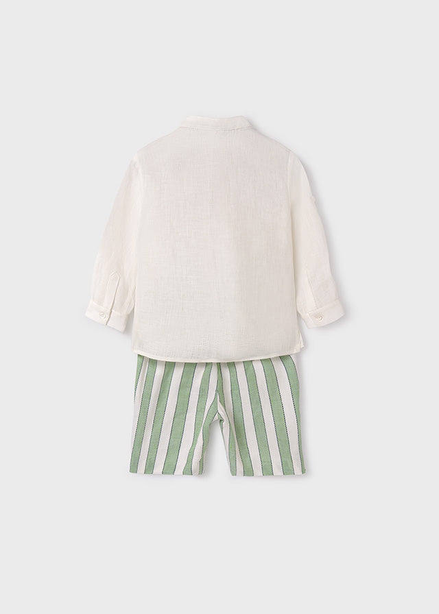 Green stripe shirt & bermuda set