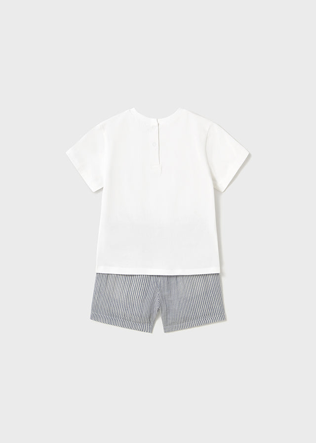 Blue Striped shirt and short set