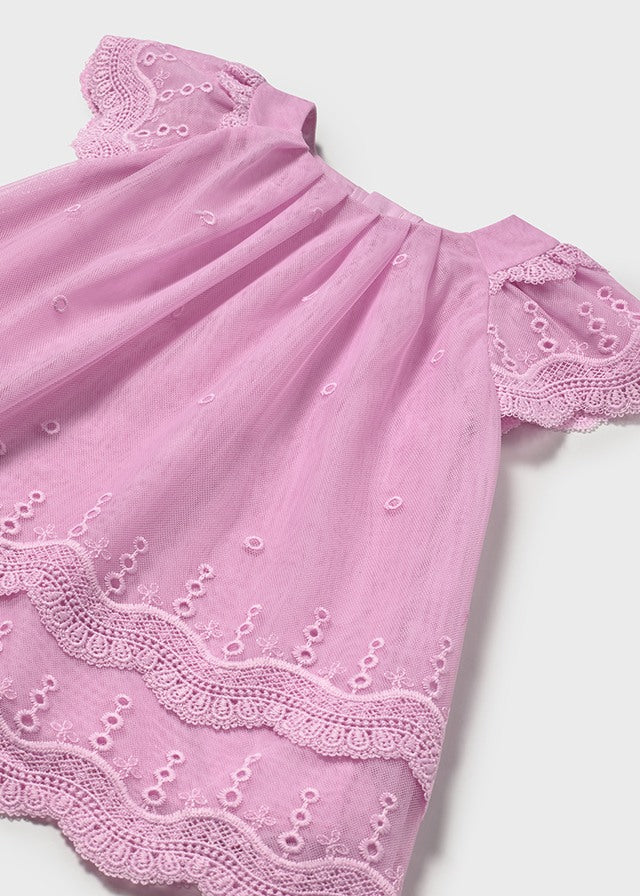 Mauve Embroidered tulle dress