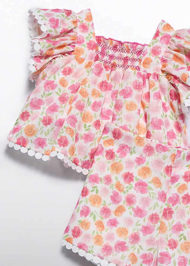 short set floral patterns fushia
