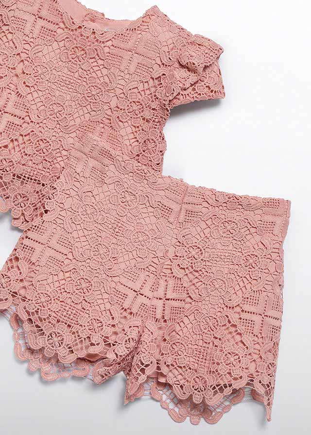 Crochet short set Salmon