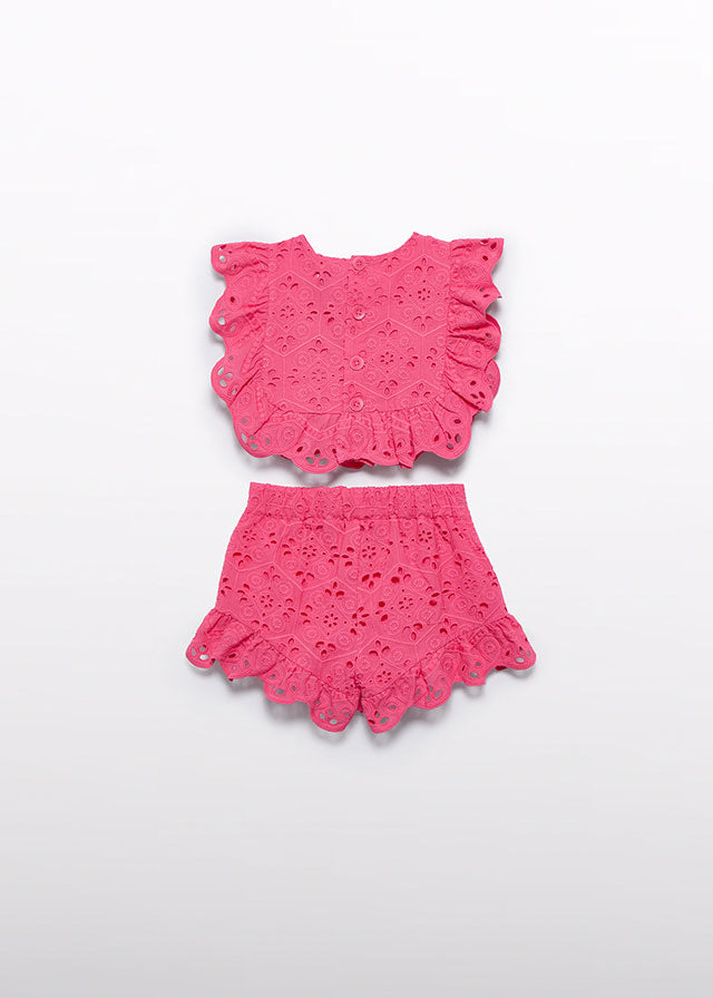 Embroidered bermuda set Fuschia