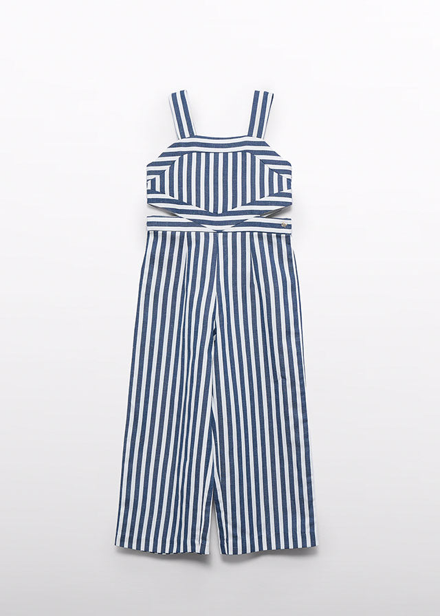 Two-tone striped jumpsuit Indigo