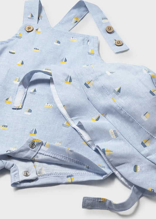 1611- blue overalls with Hat