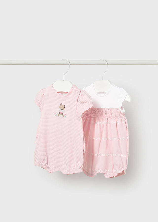 1705- set of 2 short rompers babyrose