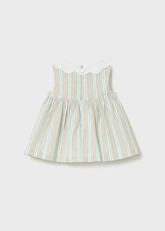 1801- aqua stripes linen dress