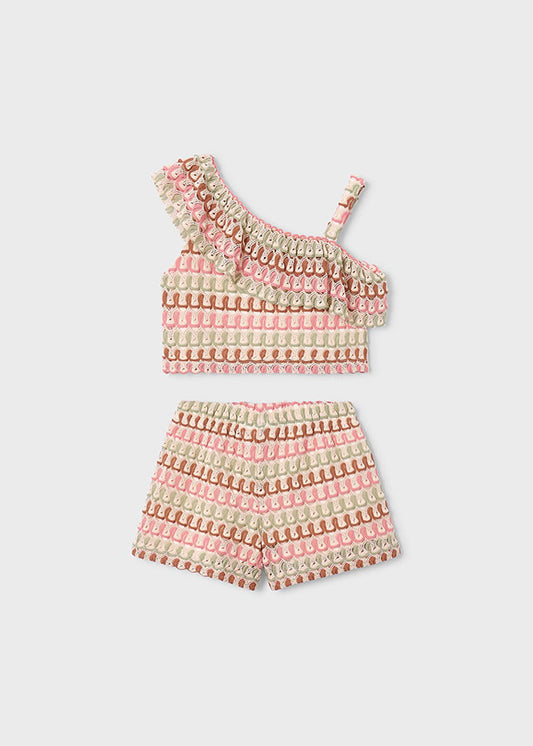 3225- tangerine knit short set