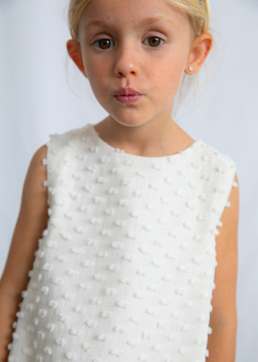 3911- bone swiss dot dress