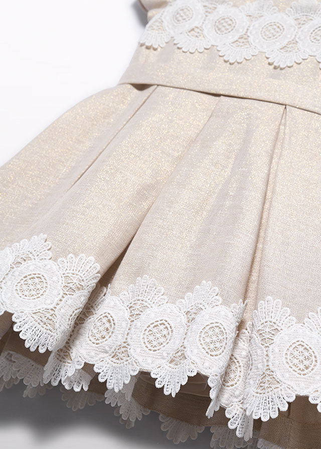 5026- Champagne Embroidered flowers dress