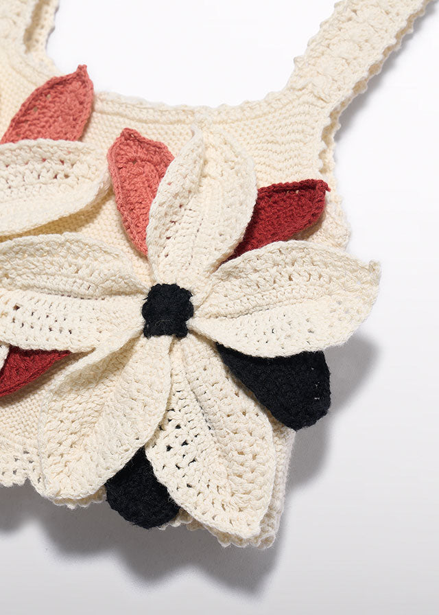 5172- cream crochet flower top