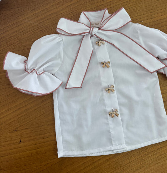 Baby’s closet Old pink bow blouse - PRE ORDER