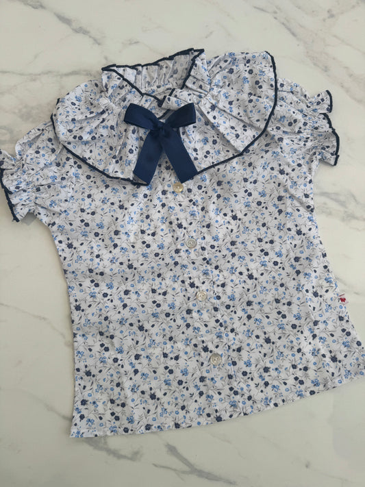 Navy bow blouse