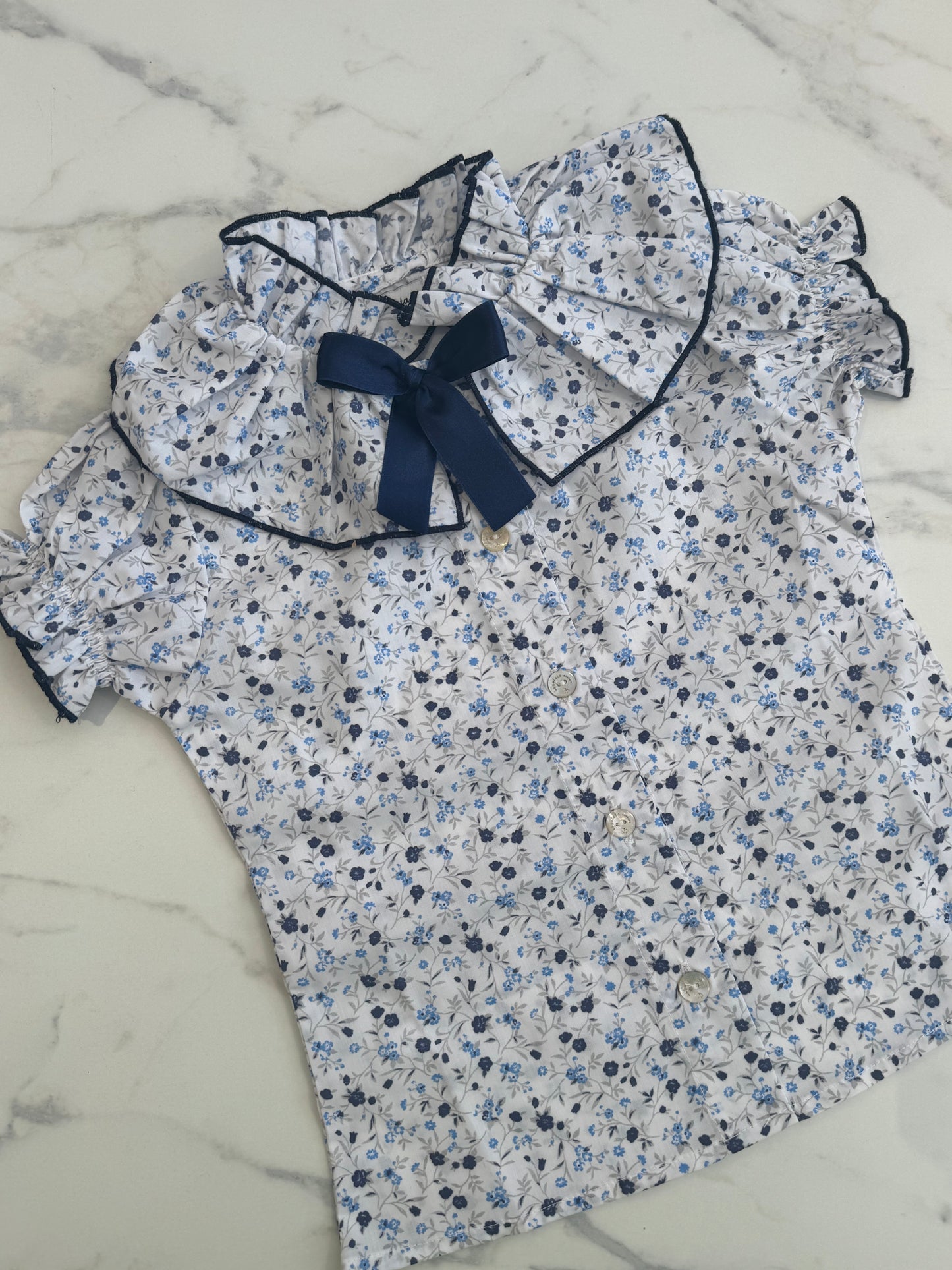 Navy bow blouse