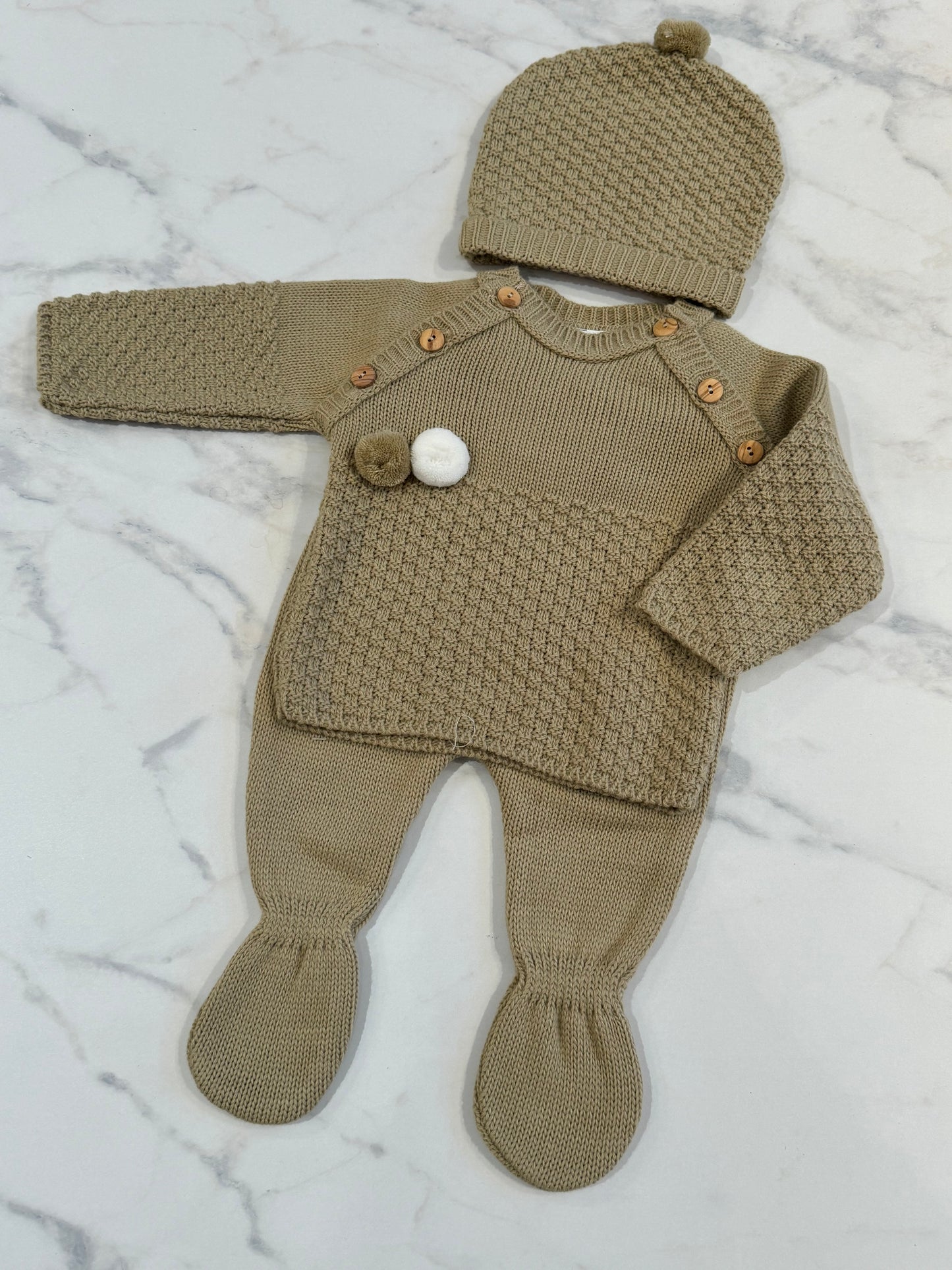 Pompom knit set 0-3M