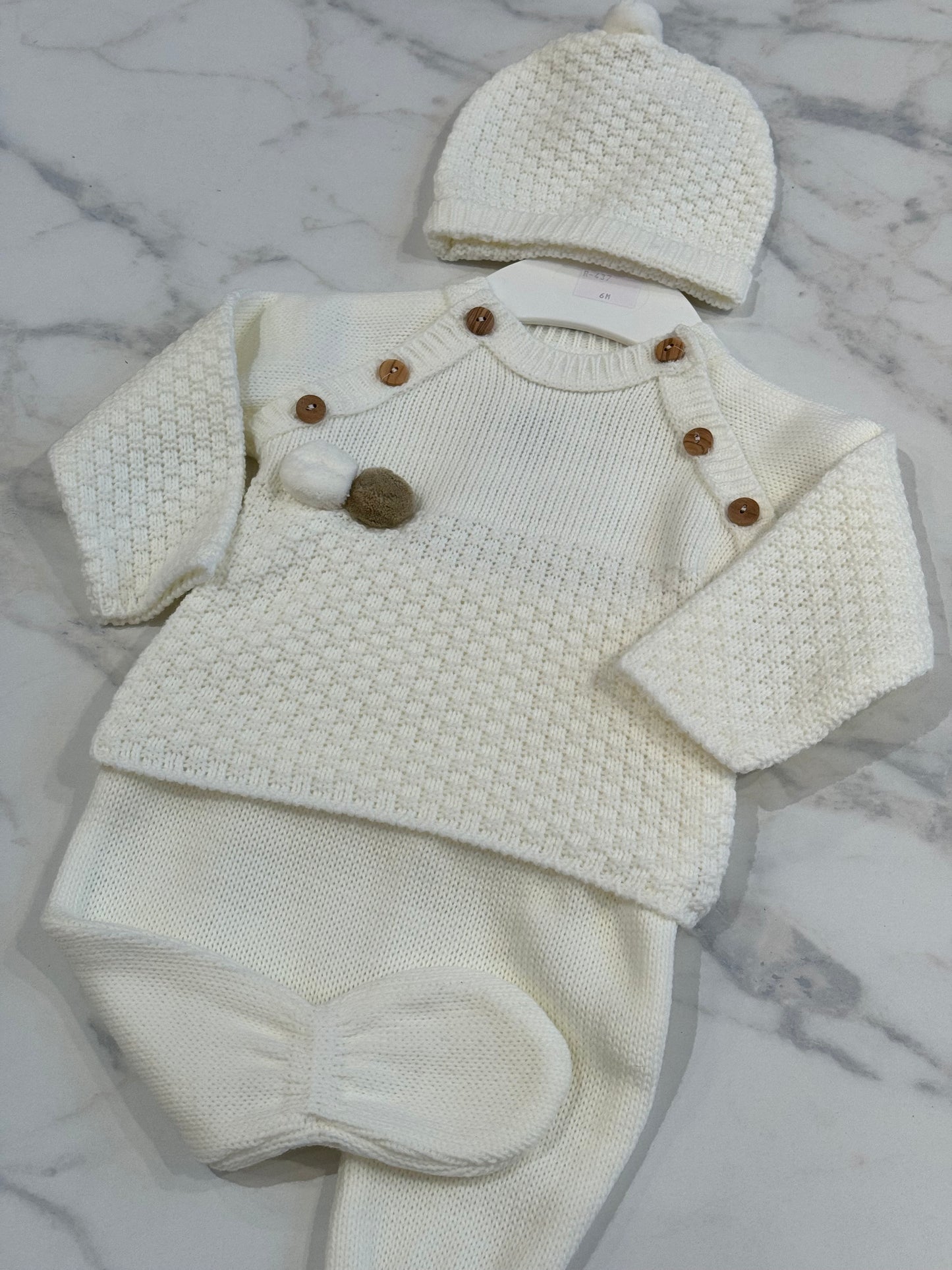 Pompom knit set 0-3M