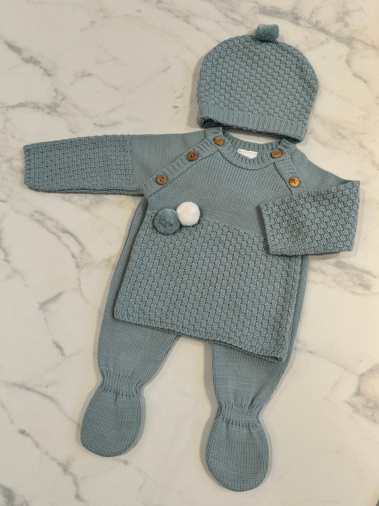 Pompom knit set 0-3M