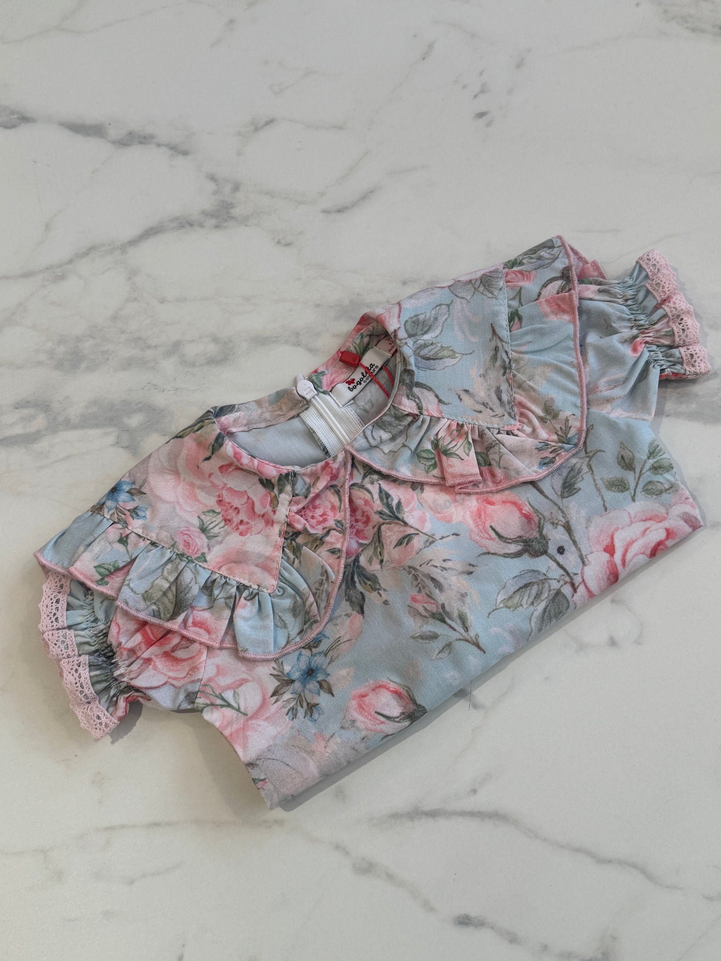 Pink blue blouse